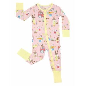 Little Sleepies Pink Hop To It Bamboo Viscose Zippy Infant Baby 6-12 Months Slee